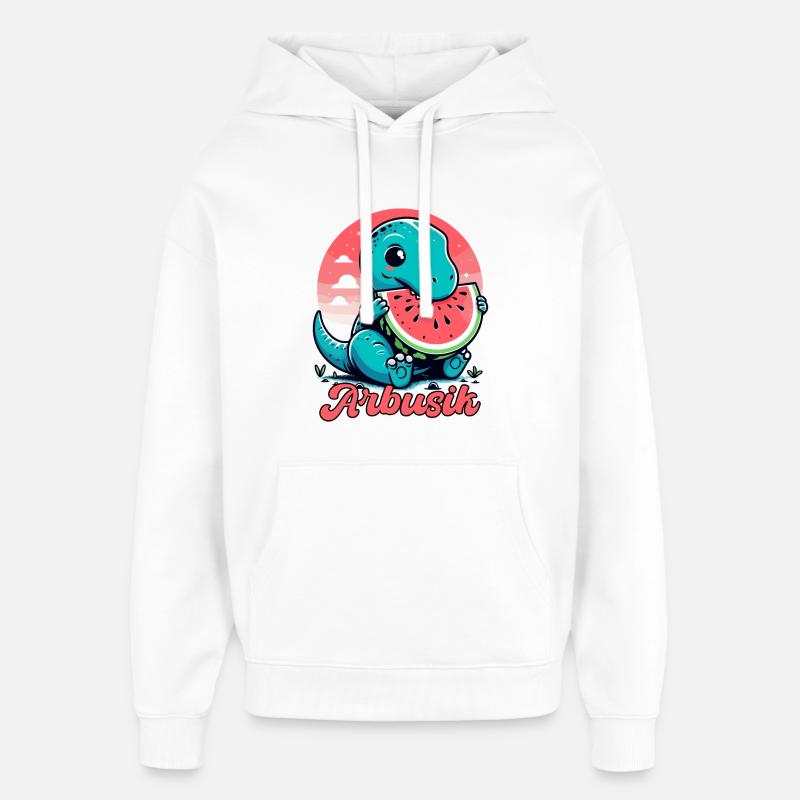 Mignon T-Rex Pastèque Arbusik Cadeau - Sweat à capuche unisexe Stanley/Stella Oversized - blanc