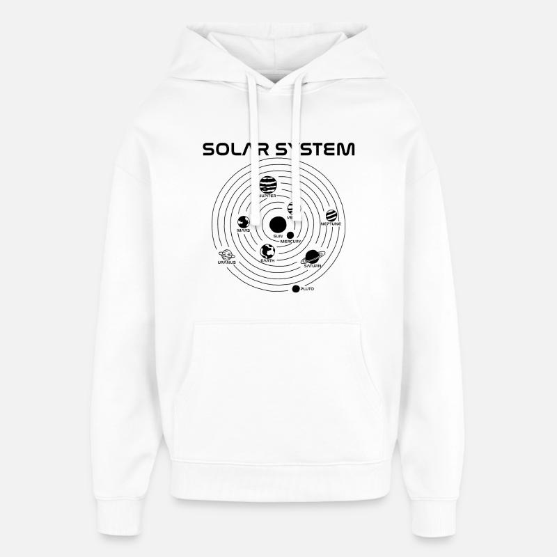 Solar System Map (Black) - Oversized Unisex Hoodie by Stanley/Stella - white