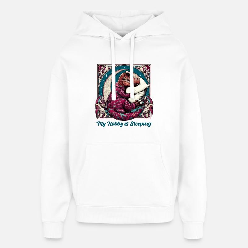 T-Rex Sleeping Hobby Cadeau - Sweat à capuche unisexe Stanley/Stella Oversized - blanc