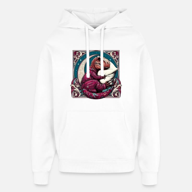 T-Rex Sleeping Hobby Cadeau - Sweat à capuche unisexe Stanley/Stella Oversized - blanc