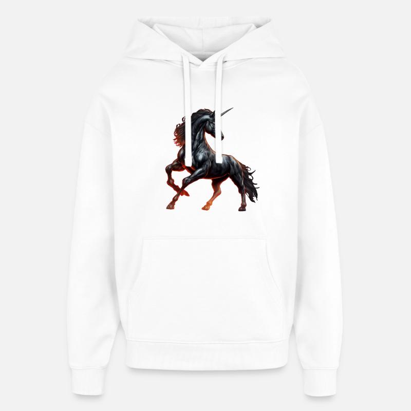 Das mächtige schwarze Einhorn - Oversized Unisex Hoodie von Stanley/Stella - Weiß