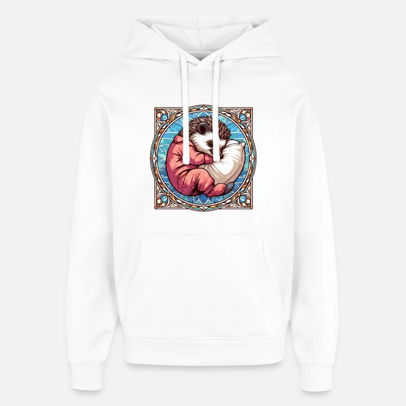 Hedgehog Sleeping Passion Gift - Oversized Unisex Hoodie by Stanley/Stella - white