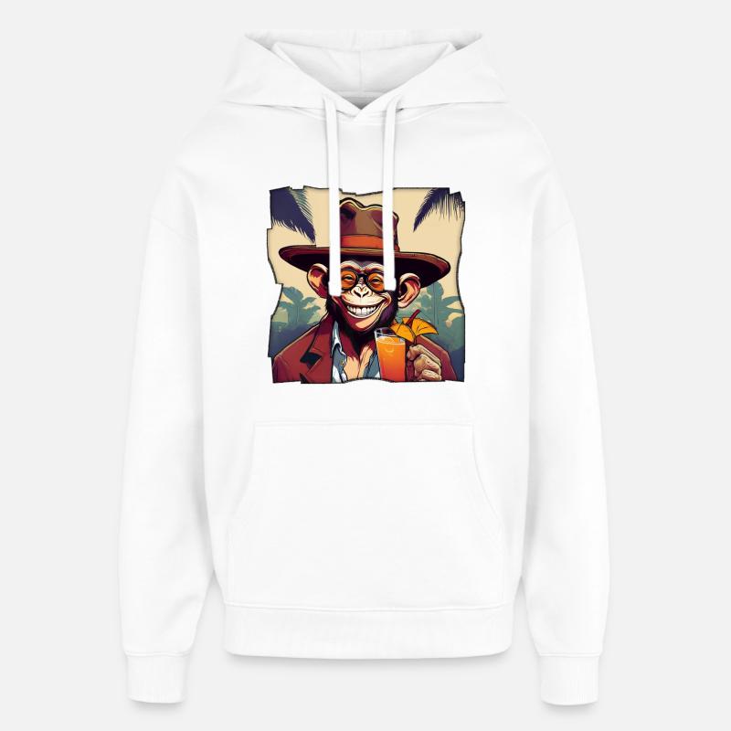 Affe mit Cocktail! - Oversized Unisex Hoodie von Stanley/Stella - Weiß