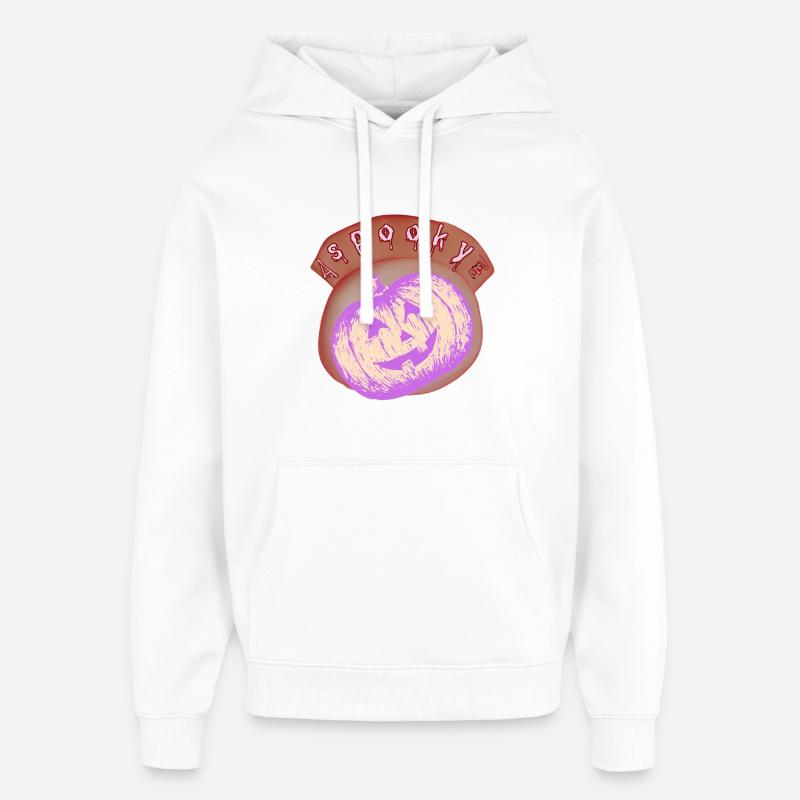 Citrouille lumineuse lilas Halloween - Sweat à capuche unisexe Stanley/Stella Oversized - blanc