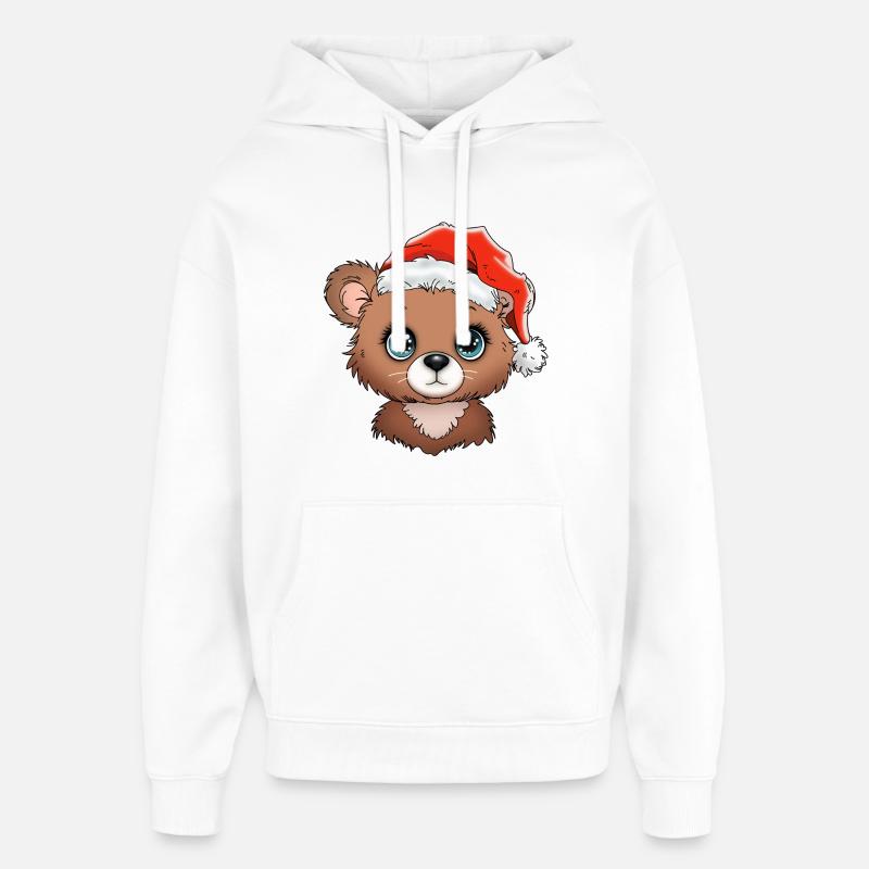 Noël Bear_01 - Sweat à capuche unisexe Stanley/Stella Oversized - blanc