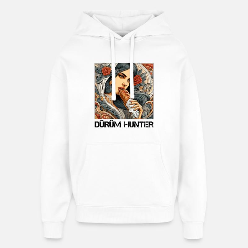 Dürüm Hunter Kebab Cadeau - Sweat à capuche unisexe Stanley/Stella Oversized - blanc
