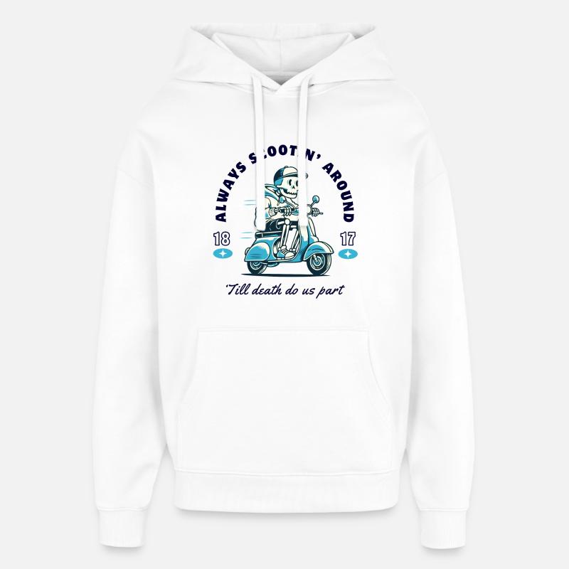 Skeleton sur la conception du scooter - Sweat à capuche unisexe Stanley/Stella Oversized - blanc