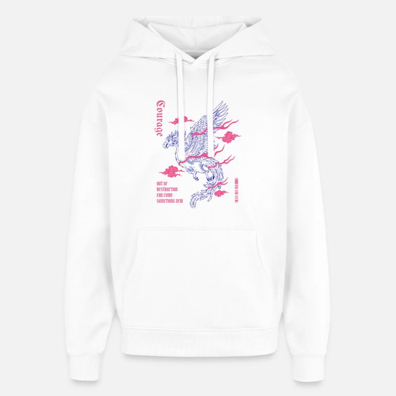 Courage – Phénix de la renaissance - Sweat à capuche unisexe Stanley/Stella Oversized - blanc