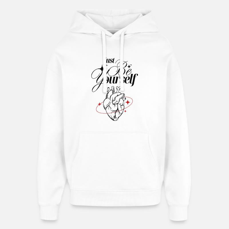 Soyez simplement vous-même – Cœur et lettrage - Sweat à capuche unisexe Stanley/Stella Oversized - blanc