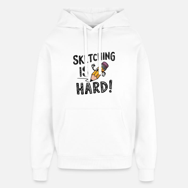 Faire des croquis est difficile - Sweat à capuche unisexe Stanley/Stella Oversized - blanc