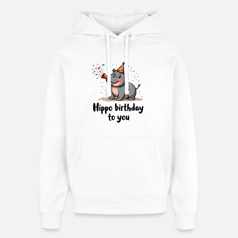 Anniversaire hippopotame à vous - Sweat à capuche unisexe Stanley/Stella Oversized - blanc