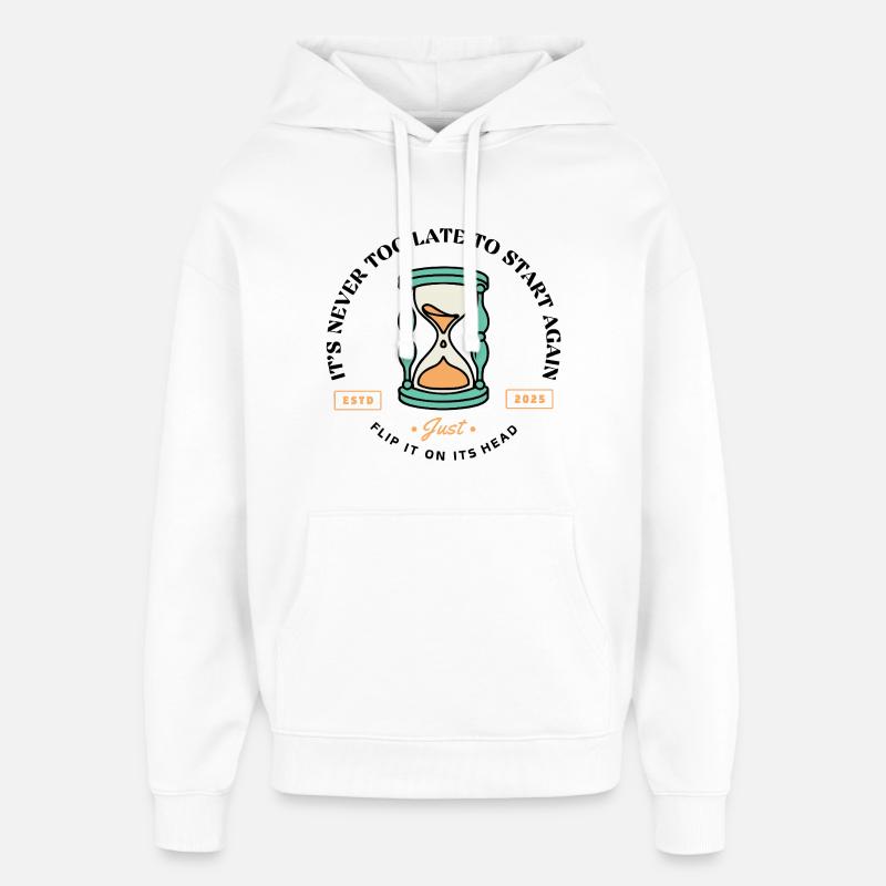 Time for Change – Motif Sablier - Sweat à capuche unisexe Stanley/Stella Oversized - blanc