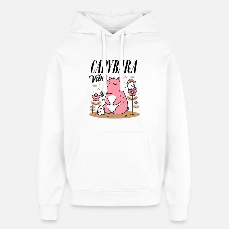Capybara détendu avec des amis - Sweat à capuche unisexe Stanley/Stella Oversized - blanc