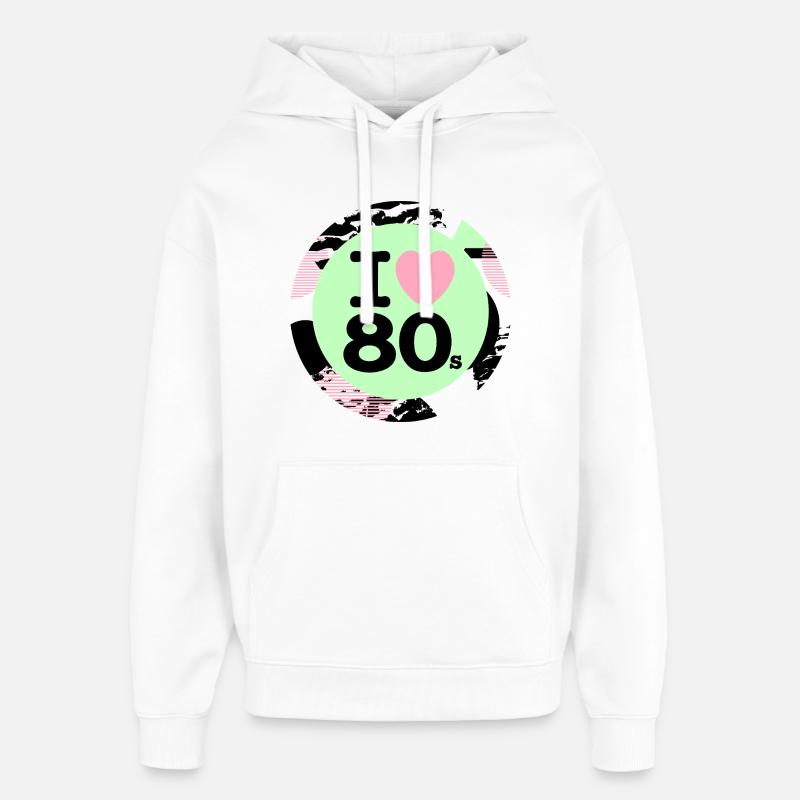 I ♥ Années 80 – Ambiance rétro néon - Sweat à capuche unisexe Stanley/Stella Oversized - blanc