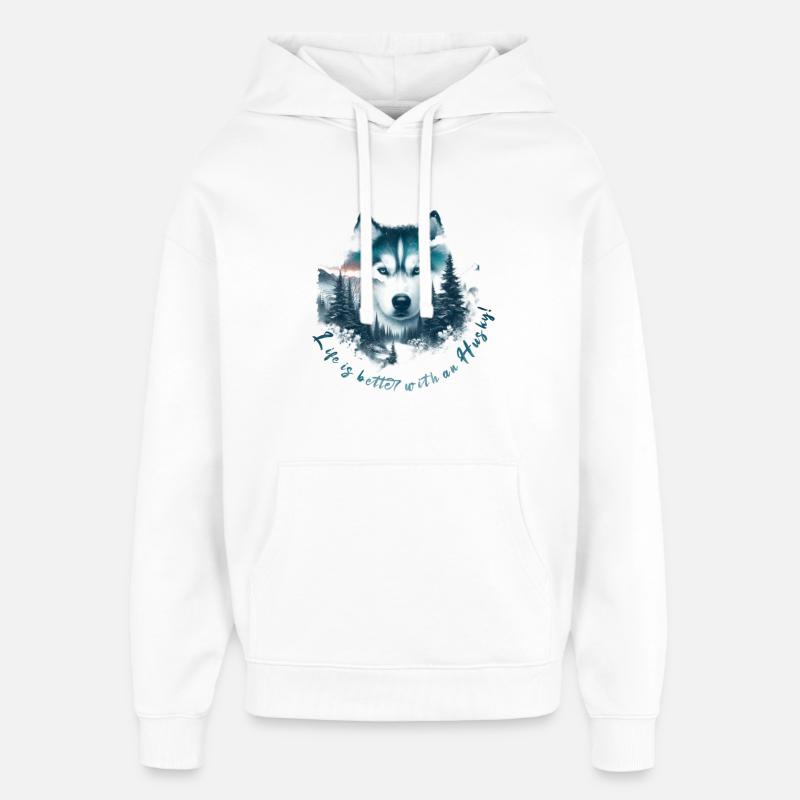 Rauque - Sweat à capuche unisexe Stanley/Stella Oversized - blanc