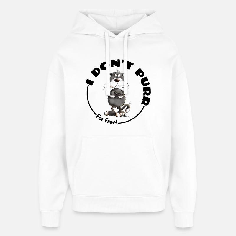 Grumpy I Don't Purr Cat Saying Cats - Oversized Unisex Hoodie by Stanley/Stella - white