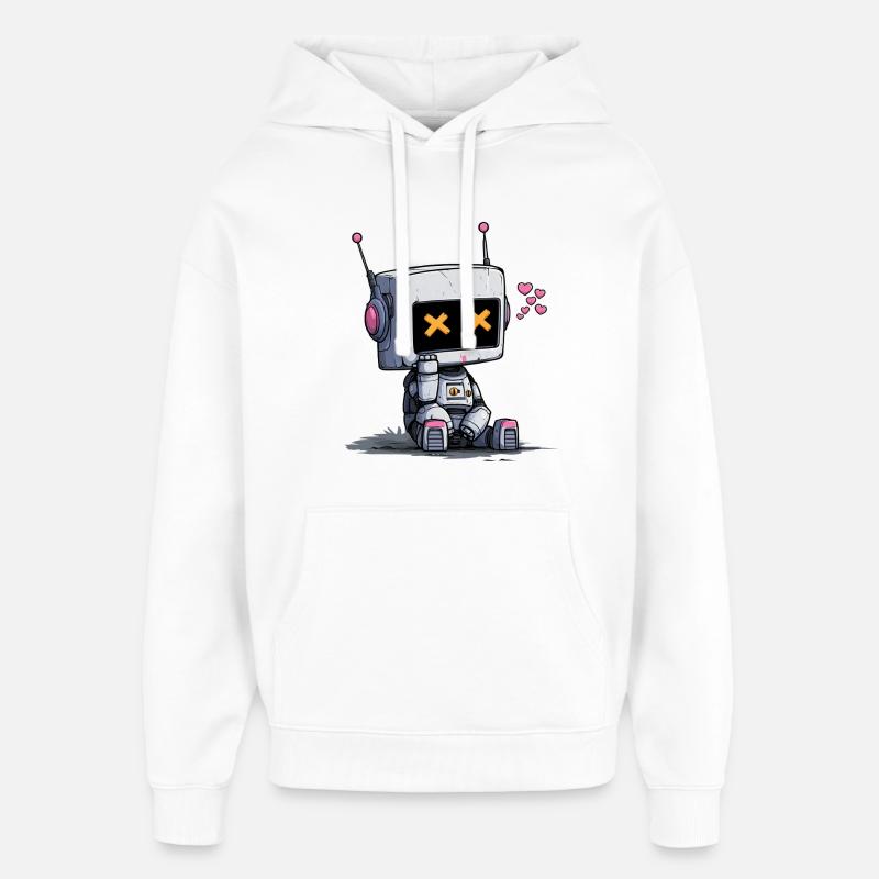 Robot amoureux - Sweat à capuche unisexe Stanley/Stella Oversized - blanc