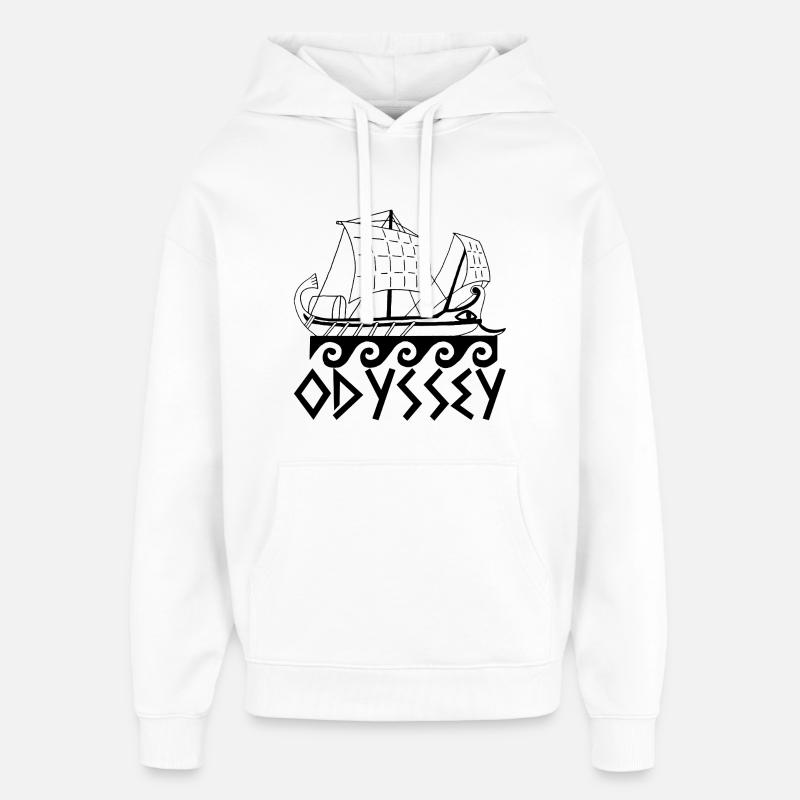 L'odyssée d'Ulysse (noir) - Sweat à capuche unisexe Stanley/Stella Oversized - blanc