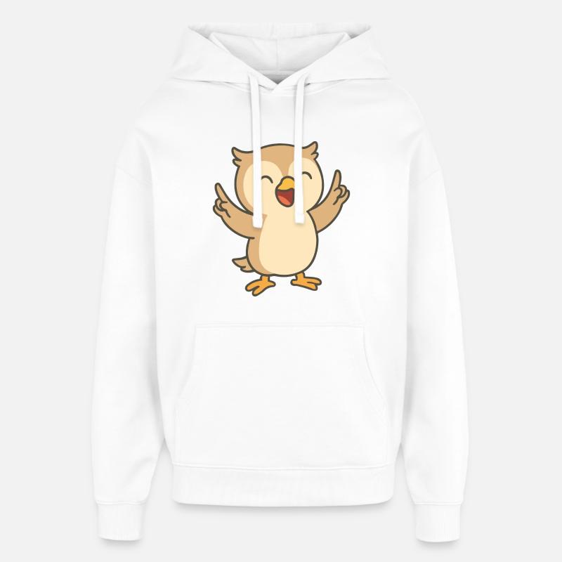 Gute-Laune-Eule - Oversized Unisex Hoodie von Stanley/Stella - Weiß