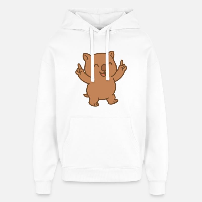 Bébé wombat heureux dansant - Sweat à capuche unisexe Stanley/Stella Oversized - blanc