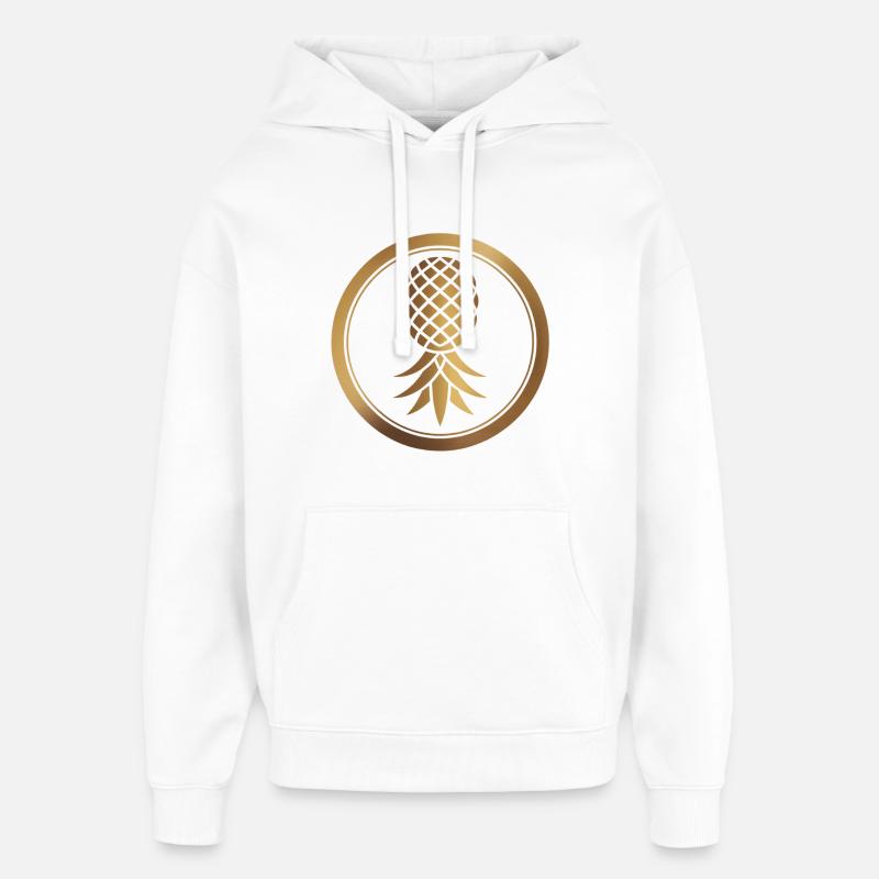 Logo ananas doré - Sweat à capuche unisexe Stanley/Stella Oversized - blanc