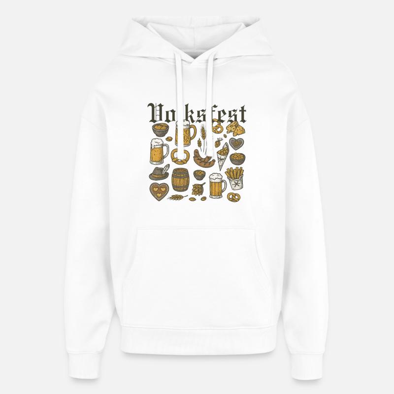 Festival folklorique, conception de bières et de gourmandises - Sweat à capuche unisexe Stanley/Stella Oversized - blanc