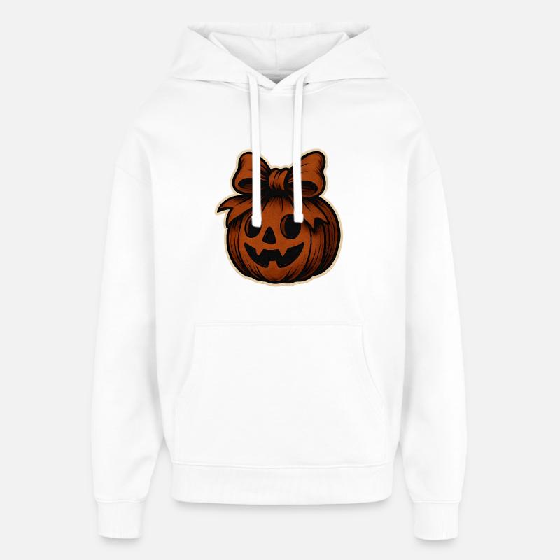 Citrouille effrayante avec arc - Sweat à capuche unisexe Stanley/Stella Oversized - blanc
