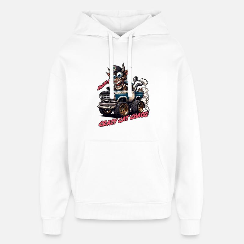 Conception tout-terrain Crazy Cat Chaos - Sweat à capuche unisexe Stanley/Stella Oversized - blanc