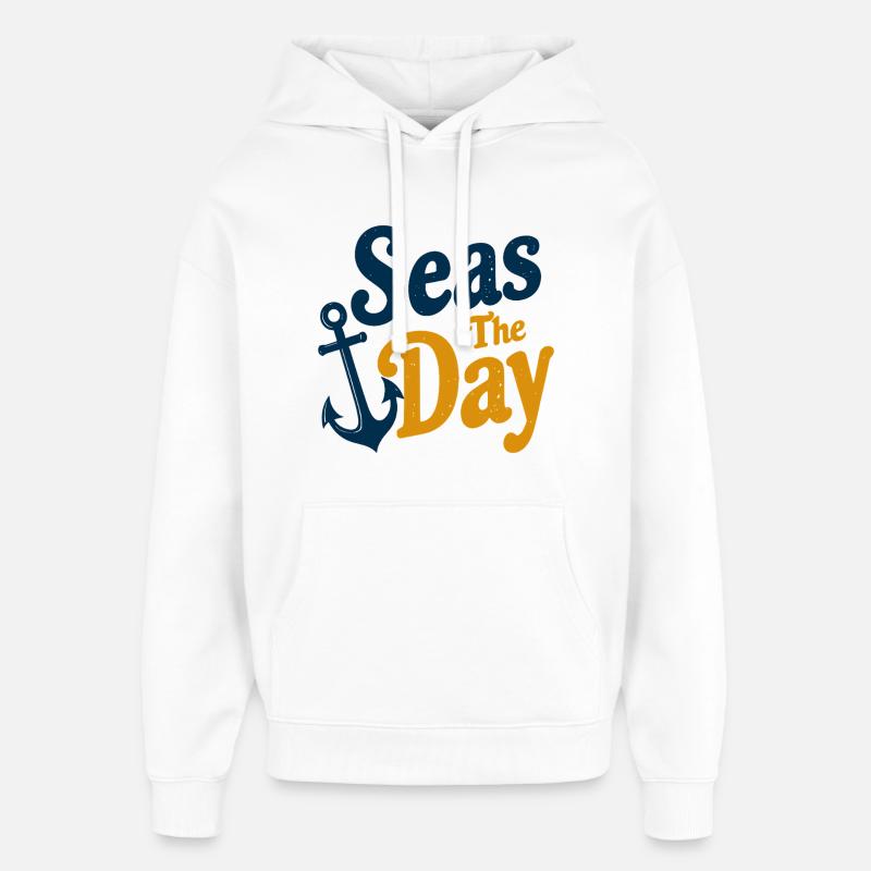 Seas The Day - Symbole de l’ancre - Sweat à capuche unisexe Stanley/Stella Oversized - blanc