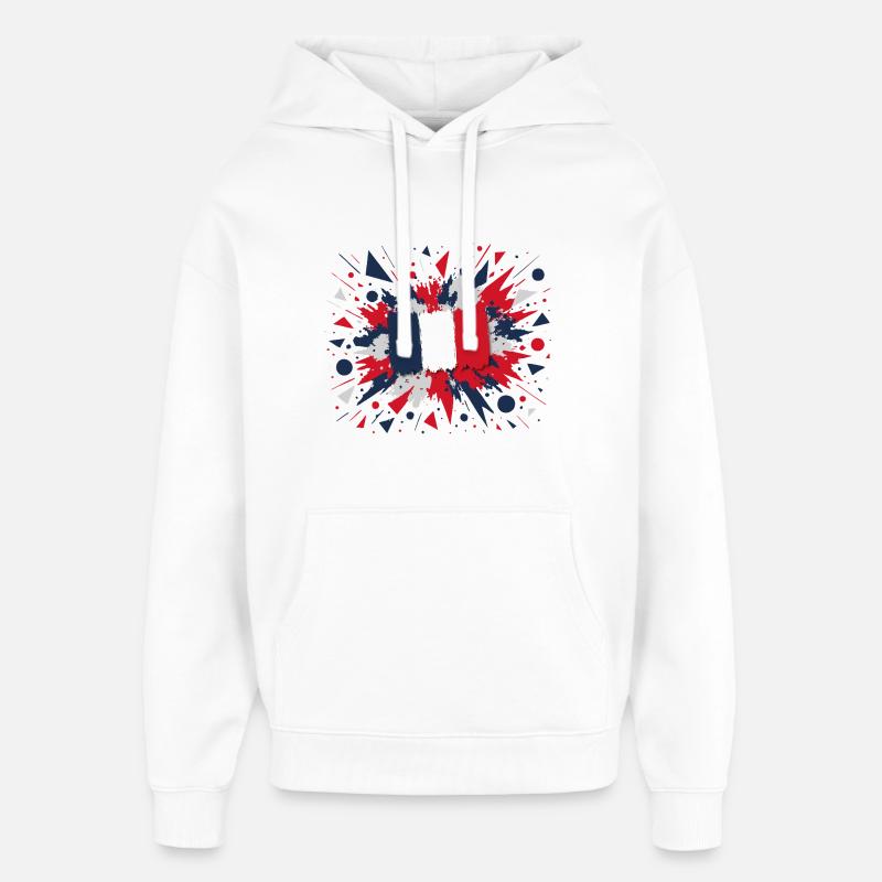 Drapeau Français Peinture Éclaboussures Design - Sweat à capuche unisexe Stanley/Stella Oversized - blanc