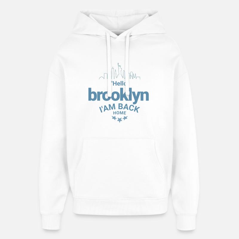 Design Brooklyn Retour à la Maison - Sweat à capuche unisexe Stanley/Stella Oversized - blanc