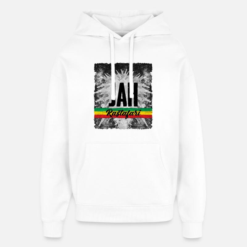 JAH Symbole Rastafari avec Ruban - Sweat à capuche unisexe Stanley/Stella Oversized - blanc