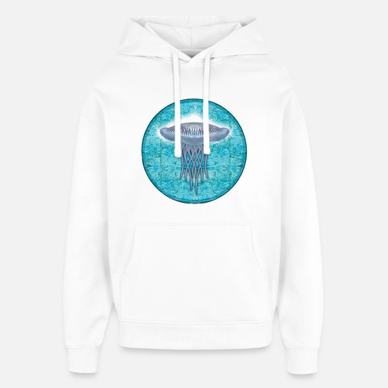 Illustration de méduses sous-marines - Sweat à capuche unisexe Stanley/Stella Oversized - blanc