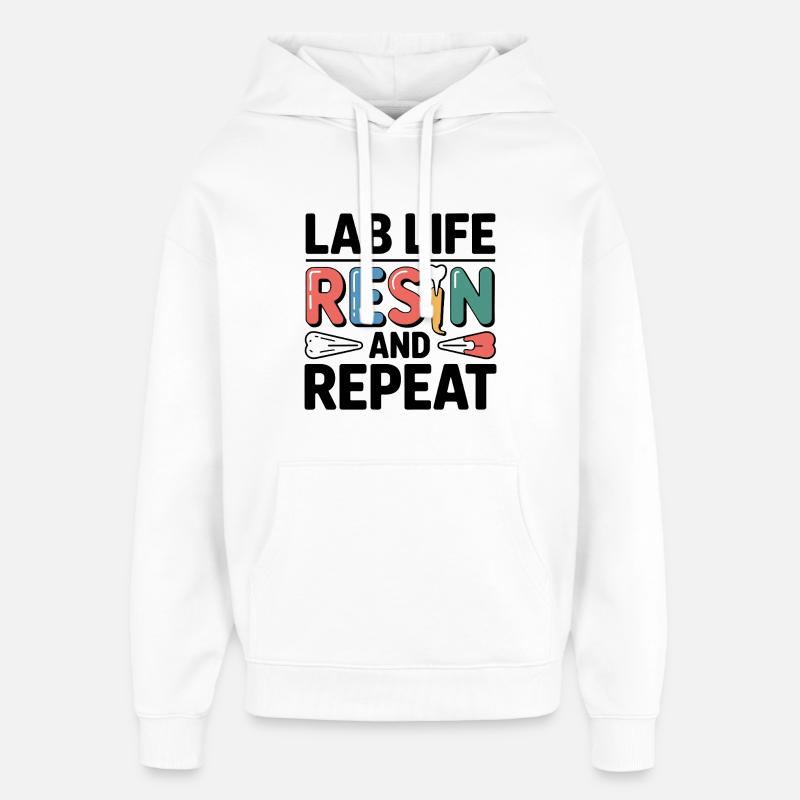 Lab Life Résine et répétition - Sweat à capuche unisexe Stanley/Stella Oversized - blanc