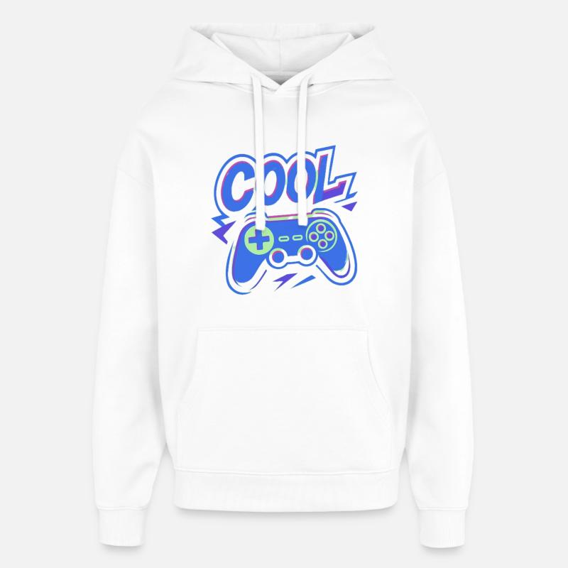 Neon Gaming Controller - Oversized Unisex Hoodie by Stanley/Stella - white