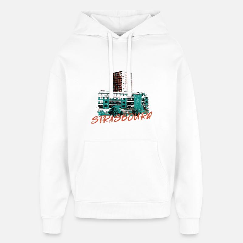 Illustration Strasbourg moderne à Rivétoile - Sweat à capuche unisexe Stanley/Stella Oversized - blanc