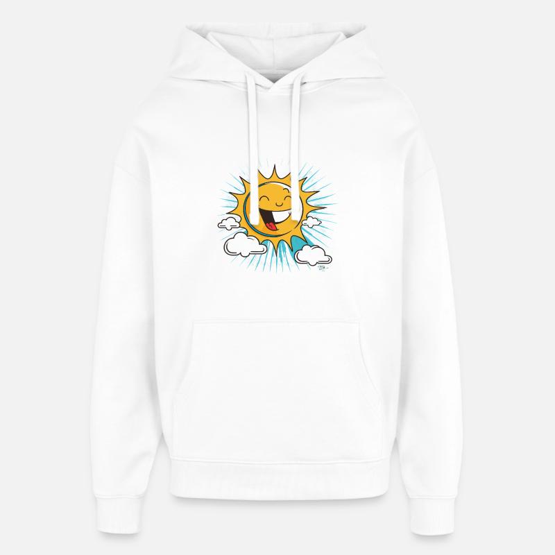 Soleil souriant avec éclatement de nuages - Sweat à capuche unisexe Stanley/Stella Oversized - blanc