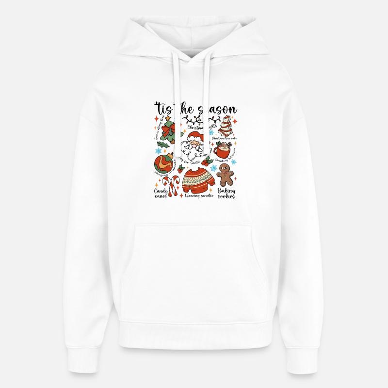 Défilé de Doodle de Noël - Sweat à capuche unisexe Stanley/Stella Oversized - blanc