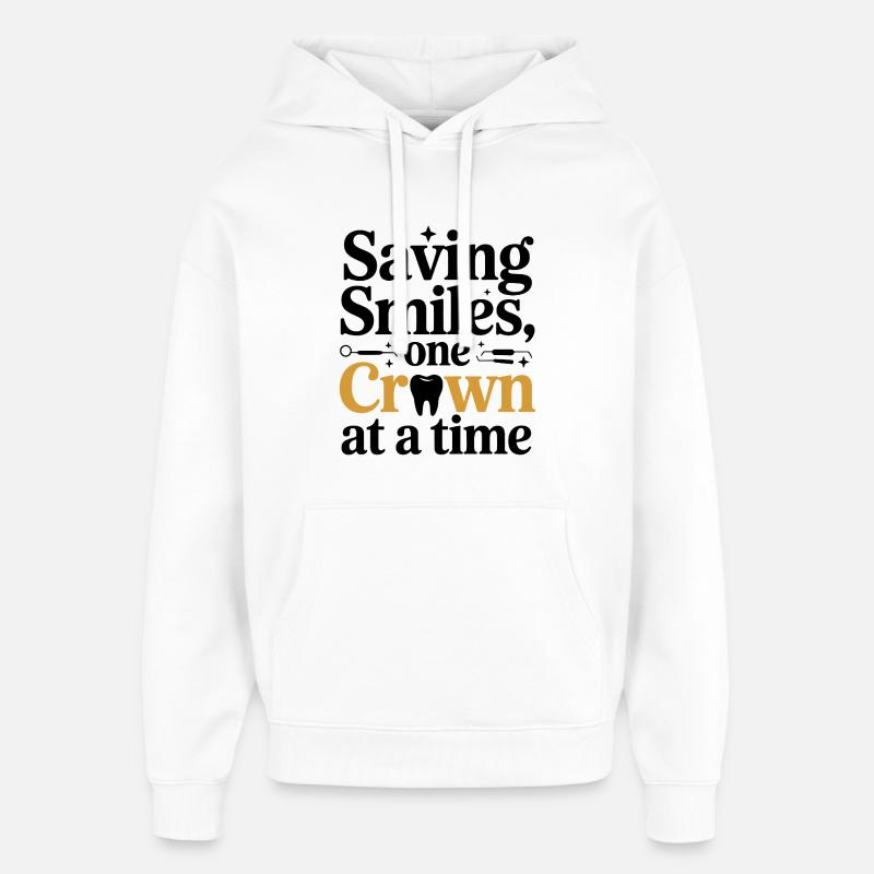 Dental Lab Technician Crown Maker Design  - Oversized Unisex Hoodie by Stanley/Stella - white