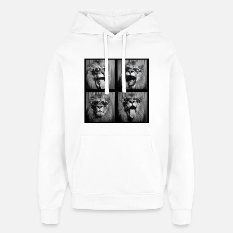 Lunettes de soleil Funny Lion - Sweat à capuche unisexe Stanley/Stella Oversized - blanc