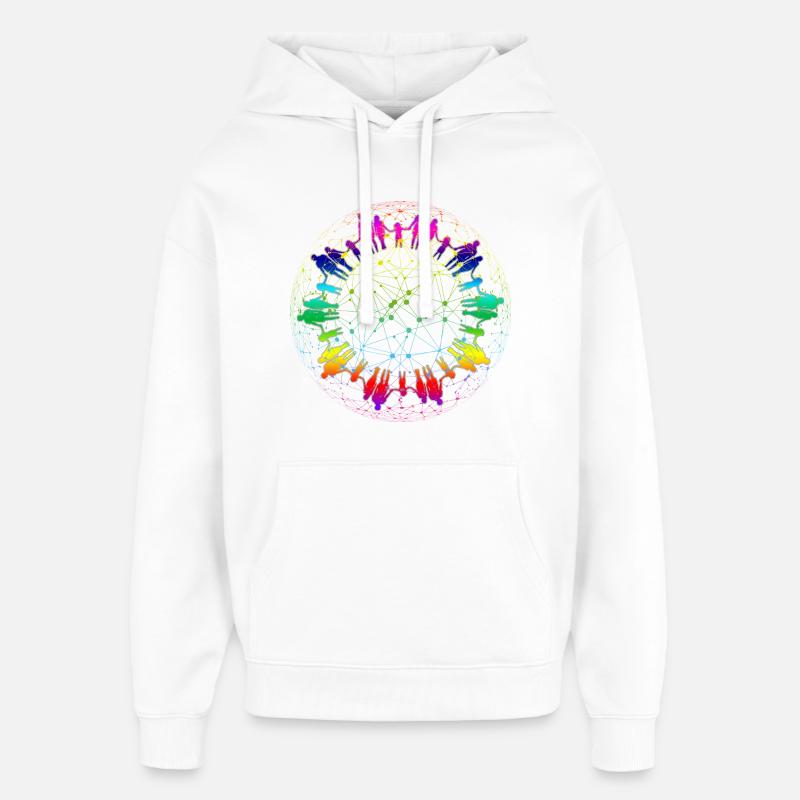 Rainbow Net de la communauté - Sweat à capuche unisexe Stanley/Stella Oversized - blanc