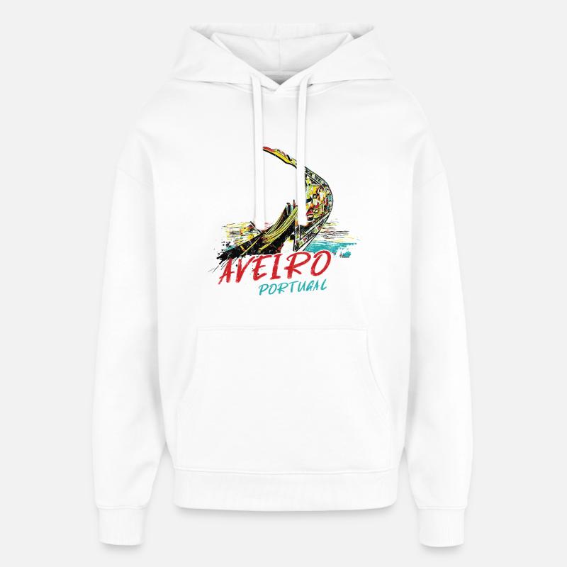 Bunte Bug-Moliceiro-Bootslagune von Aveiro - Oversized Unisex Hoodie von Stanley/Stella - Weiß
