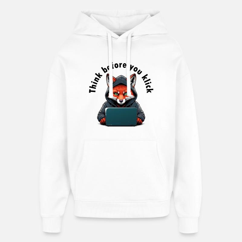 Réfléchissez avant de cliquer - Cybersécurité - Sweat à capuche unisexe Stanley/Stella Oversized - blanc