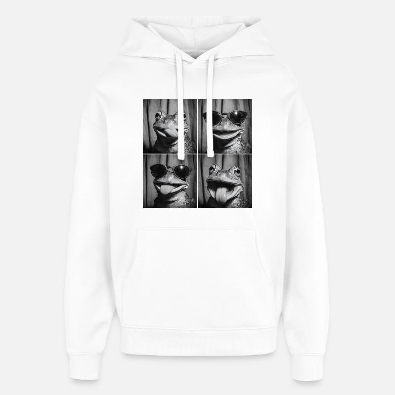 Drôle de grenouille Photo Box Selfie - Sweat à capuche unisexe Stanley/Stella Oversized - blanc
