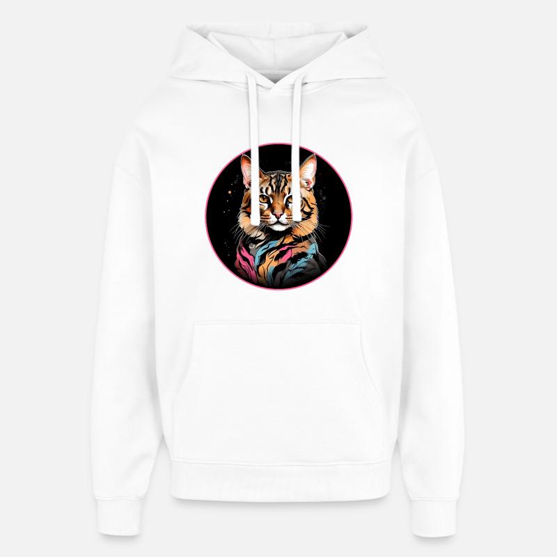 Portrait de chat du Bengale - Sweat à capuche unisexe Stanley/Stella Oversized - blanc