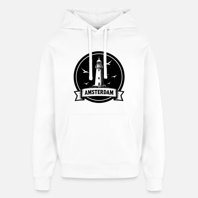 Phare d’Amsterdam Maritimes - Sweat à capuche unisexe Stanley/Stella Oversized - blanc