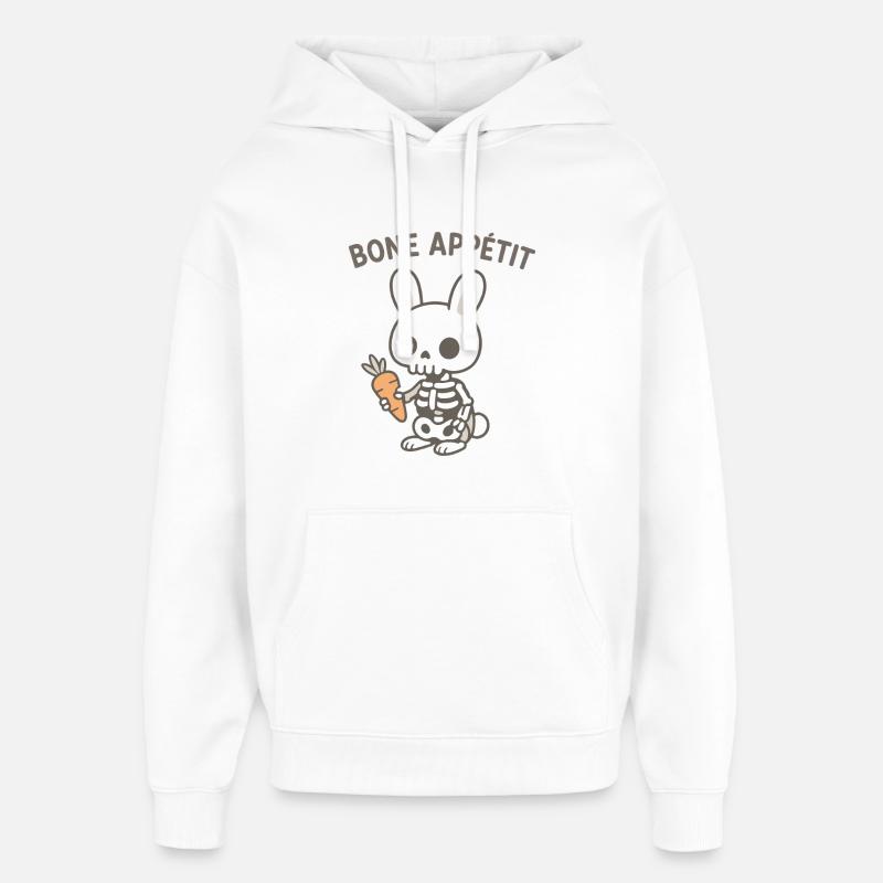 Bone Appetit Skeleton Bunny - Sweat à capuche unisexe Stanley/Stella Oversized - blanc