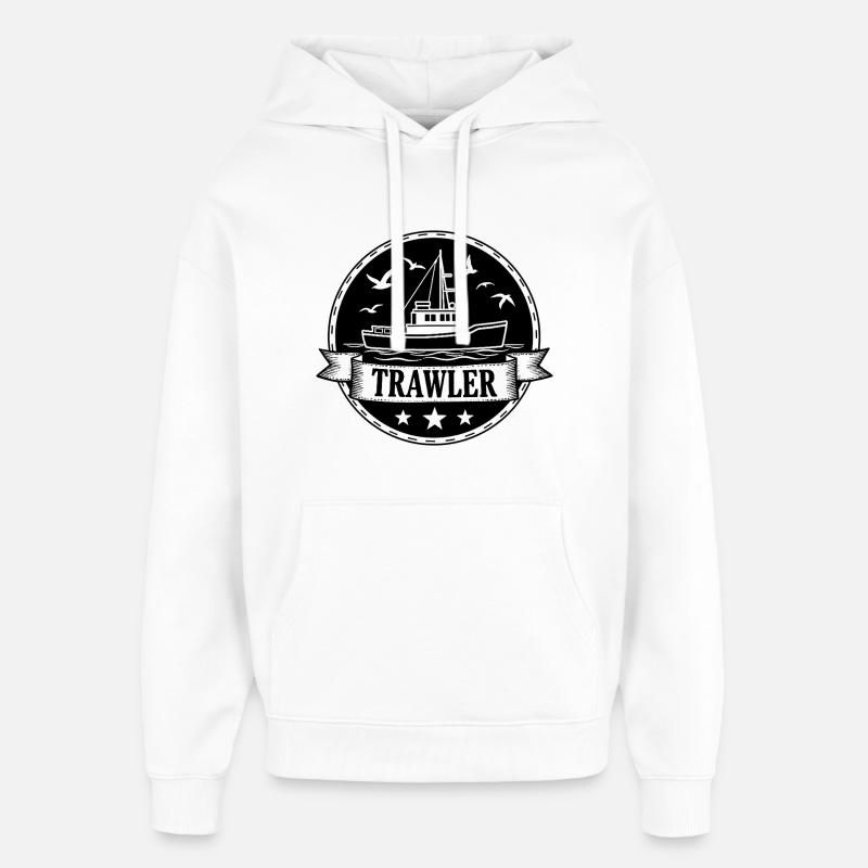 Cutter de pêche Chalutier Pêche Mer - Sweat à capuche unisexe Stanley/Stella Oversized - blanc