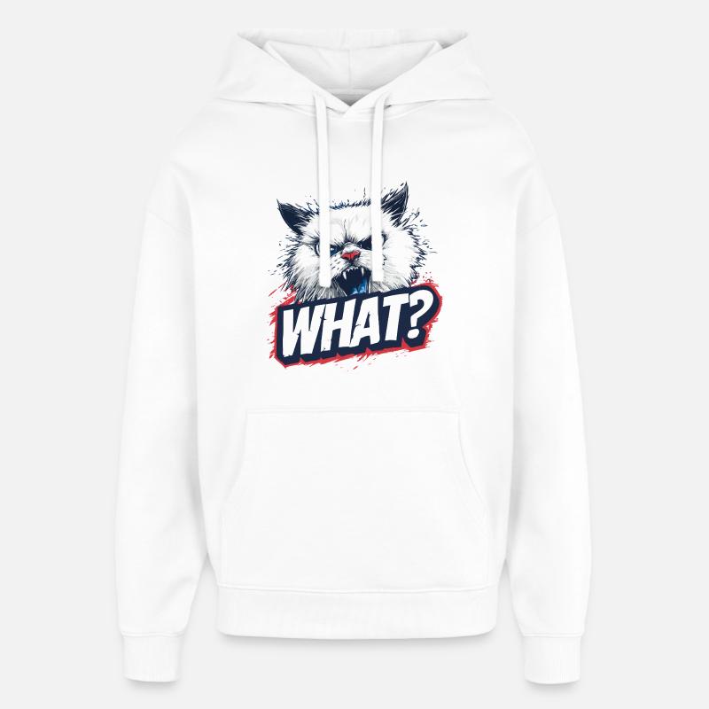 Angry Cat – Quoi ? Concevoir - Sweat à capuche unisexe Stanley/Stella Oversized - blanc
