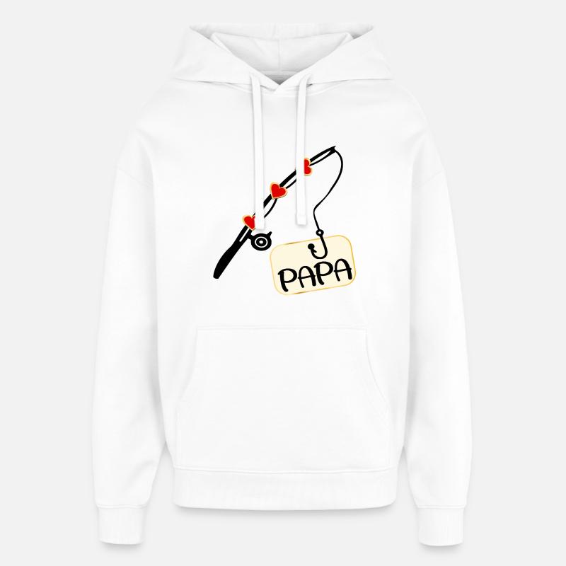 Papa pêcheur - Sweat à capuche unisexe Stanley/Stella Oversized - blanc